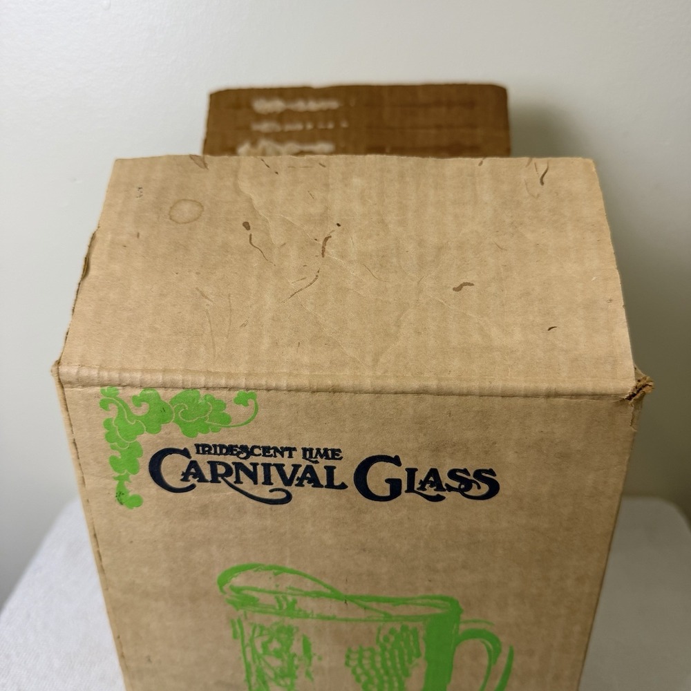 Vtg Indiana Glass Harvest Grape Carnival Glass Iridescent Green Water Pitcher - Picture 4 of 12